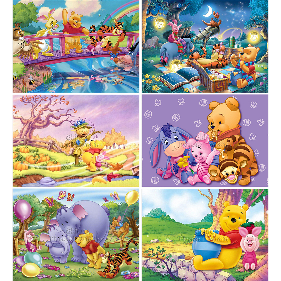 5D DIY Diamond Painting Cartoon Landscape Winnie the Pooh Full Square/Round  Embroidery Mosaic Kit Handmade Art Gift Home Decor